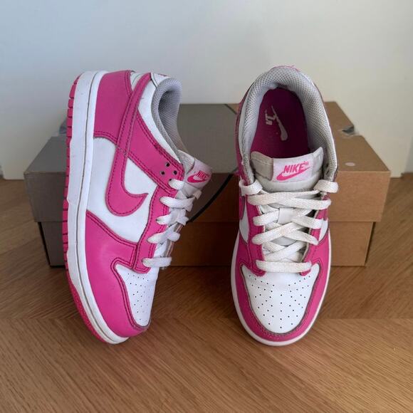 Nike Dunk Pink Fuchsia/White Kids Sneakers- SZ 2 Y - Picture 5 of 13